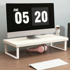 Stable Wood Computer Monitor Stand for Desk Organizer, Anti-slip Computer Riser Monitor Shelf for PC Laptop Notebook Home & Office (White)