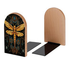 Mandala Dragonfly Book Ends Decorative Wood Bookends for Shelves Kids Room Desk Home Office Book Stoppers for Magazines,Books, DVDs, 1 Pair/2 Pieces(5x3.1 in)