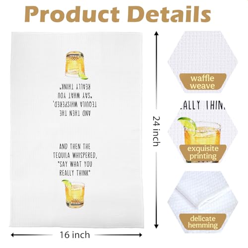 Tequila Gifts Kitchen Towels - Funny Mexican Tequila Gifts Waffle Decorative Dish Towels, Alcohol Gift Hand Towel, Mexican Tea Towel, 16×24 Inches - color: Tequila- 02