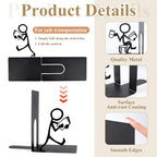 2 Pcs Metal Book Ends, Black Decorative Bookends for Shelves, Heavy Duty Non-Skid Bookend Unique Book Holder Stopper for Heavy Book Support Storage, Home Office School Library Desk Shelf Use