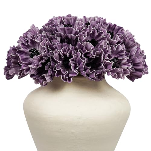 Melorca&Guilla Artificial Flowers,24Pcs 13.5inch White Poppy Fake Flowers,Real Touch Faux Flowers, Spring Décor Fake Silk Flowers for Wedding Kitchen Shop Office Home Décor (24, White Cornpoppy) - color: White Cornpoppy
