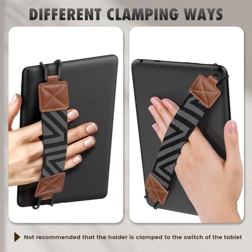 MoKo Security Hand-Strap for 9-11 Inch Tablet, iPad/iPad Pro/iPad Air/Kindle Fire HD/Samsung, High-Elasticity Versatile Hand Strap Lightweight Finger Grip Holder, Brown - color: Brown, style: Patterned Strap