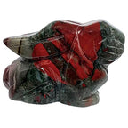 2" Natural Africa Bloodstone Sitting Rabbit Statue, Hand Carved Animal Figurine Sculpture Decorative Fengshui Home Decoration Healing Crystal