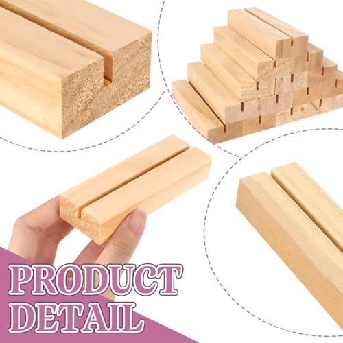 30Pcs 3.9x1.4 Inches Wood Table Number Stands, Wood Place Card Holders, Picture Holder Acrylic Sign Holders for Wedding, Ceremony, Birthday, Party, Home Decoration, Events - size: 3.94" 30pcs