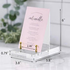 Acrylic Easel Display Stand, Clear Table Easel Picture Frame Holder with Adjustable Tilt, Perfect for Phones, Art, Weddings, Office & Home Décor, Gold-1P