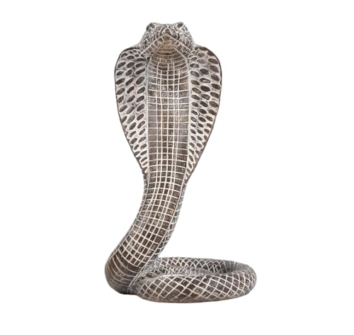 King Cobra Snake Statue Sculpture, Animal Figure Collectible Gifts for Snake Lover Office Home Decor Desk Decoration Garden Yard Figurines Outdoor Decor, White Color - color: White
