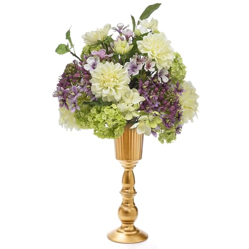 Frcctre 2 Pack Metal Wedding Flower Trumpet Vase, 12.4 Inch Tall Flower Stand, Decorative Centerpiece Artificial Flower Arrangements for Wedding, Birthday, Anniversary Ceremony, Home Decor