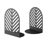QiMing Leaf Bookends for Books,1 Pair Metal Book Holders for Office Shelves Adults & Kids Gift(Black) - color: Black