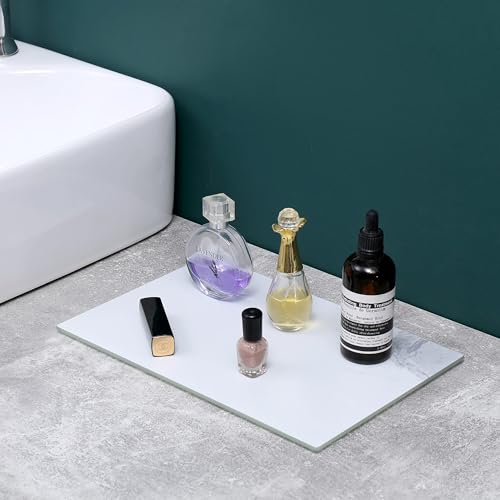 Murrey Home Glass Cutting Board for Kitchen Counter, Tempered Glass Chopping Boards Dishwasher Safe, Small Clear Countertop Tray, Scratch Resistant, Heat Resistant, Non Toxic, White Marble, 16"x12" - color: Textured White Marble, size: 15.7"L x 11.8"W