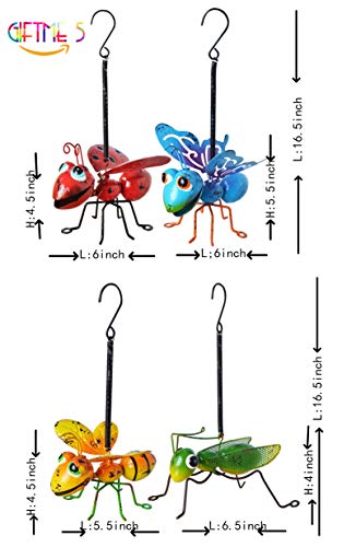 GIFTME 5 Metal Garden Sculptures Statues Yard Art Decoration,Set of 4 Garden Decor Perfect Hanging The Tree, Porch,Backyard or Patio Wall Decor - style: Garden Insect