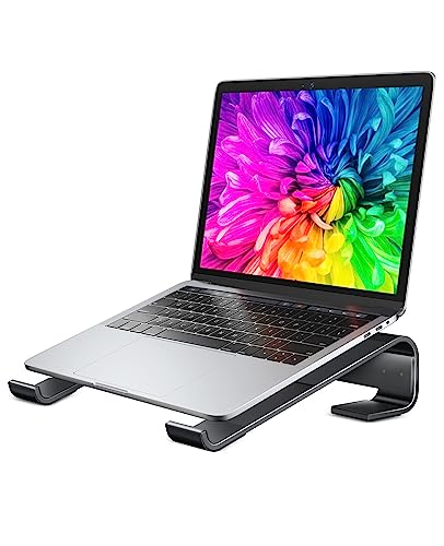 Soqool Laptop Stand for Desk, Ergonomic Detachable Laptop Riser, Aluminum MacBook Stand, Compatible with 12-17'' All Laptops Such as MacBook Pro/HP/Dell/Lenovo, Black - color: Black