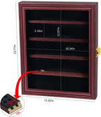 VERANI Minifigures Miniature Display Case Collectibles Display Box Wall Mount Figure Display Curio Cabinet with Lockable Anti Dust Door for Small Objects Lockable Removable Shelves - Small Mahogany - size: Small Mahogany