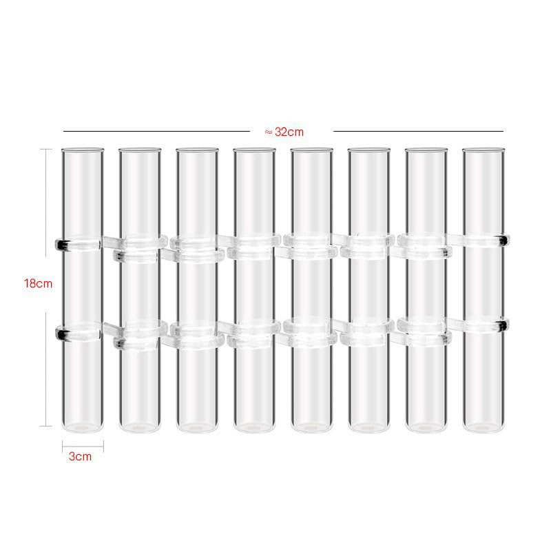 8PCS Test Tube Vases Decorative Glass Flower Vase Hinged Flower Vases Planter Flower Arranging Container Hydroponic Flower Holder Decor with 15PCS Hooks and 2PCS Brushes (VASES- A)