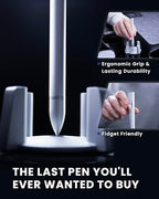 novium Hoverpen - Luxury Pen for Men & Women, Vertically Standing Executive Ballpoint Pen with Top Grade Free-Flowing Ink Refill, Metal Made, Unique Gifts, Luxury Pen for Men, Mens Gifts Ideas - color: Pearl Gray