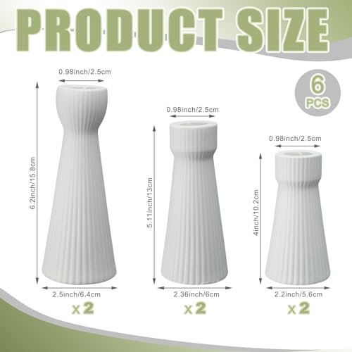 Mumufy 6 Pcs White Taper Candle Holders for Candlesticks Ceramic Candle Stick Modern Decorative Candlestick Stand for Wedding Table Centerpiece Dinner Desktop Decoration Housewarming Gift - color: White