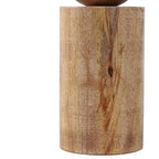 Modern Wood and Stainless Steel Candle Holders - Pillar Candlestick Holders for Table Centerpiece, Shelf, or Bedroom Decor - Decorative Candle Stand Holders for Home Decor Set of 2-13", 11" Tan