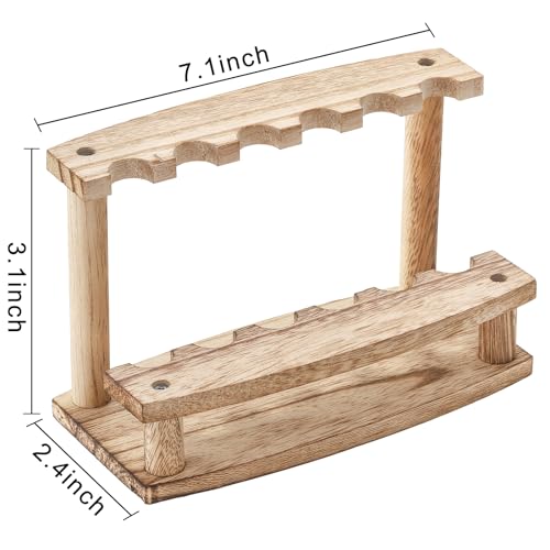 SOUJOY 4 Pack Wood Pen Display Stand, 6-Slot Pen Holder Rack, Eyebrow Pen Stand, Makeup Brush Rack Organizer for School Office Home Store