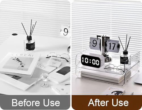 Gagee Set of 2 Office Organization and Storage, Clear PET Letter Tray Desk Organizer, Stackable Document Organizer for Notes, Pens, File Paper, Desk - size: 2 Horizontal