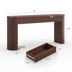 Itaar 63" Fluted Console Table with 2 Drawers, Modern Entryway Table with Storage, Long Sofa Table Behind Couch for Living Room, Hallway, Couch, Foyer，Brown - color: Brown