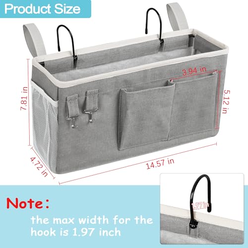 Loghot Bedside Caddy/Bedside Storage Bag Hanging Organizer for Bunk and Hospital Beds,Dorm Rooms Bed Rails,Can be Placed Glasses,Books,Mobile Phones,Keys (2pc Grey) - color: 2pc Grey