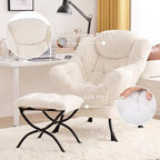 Tiita Lazy Chair with Ottoman, Beige Modern Large Accent Chair, Comfy Leisure Sofa Armchair with Ottoman, Reading Chair with Footrest for Bedroom, Living Room, Dorm Rooms, Plush Beige - color: Plush-beige