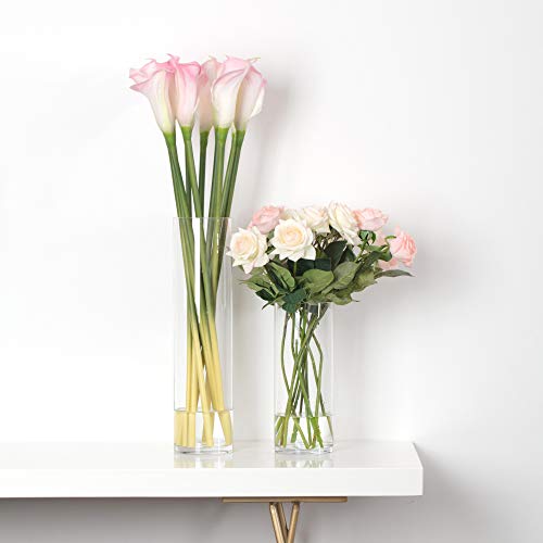 WGVI Quality Thick Weighted Clear Cylinder Glass Vases, 3" W x 12" H, Skinny Bud Vase Narrow Floral Bouquet Flower Arrangements Storage Container Candle Holders Decorative Accents, 1 Piece - size: 3"x12"H