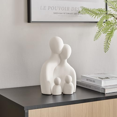 Danya B. Hans Cream Abstract Nesting Three Piece Family of 4 Decorative Accent Matte Ceramic Sculpture Figure Set