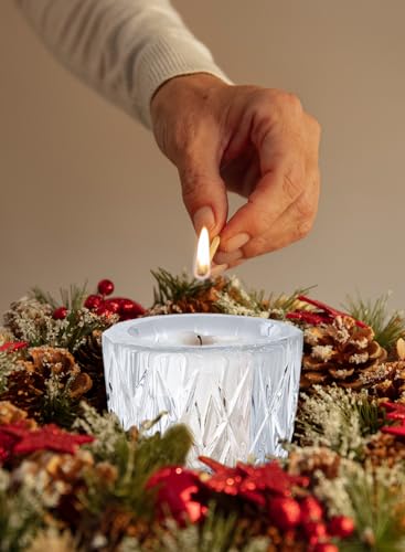 Serene Spaces Living 2.5" Elegant Glass Crystal Tea Light Holders for Events and Weddings - size: Twin