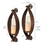 Touch of Class Xander Wall Sconce Pair - Handcrafted Steel - Antique Copper - Glass Hurricane - Set of 2 - Metal Sconces Holder for Bedroom, Bathroom, Living Room, Kitchen Walls, Hallway - color: Antique Copper
