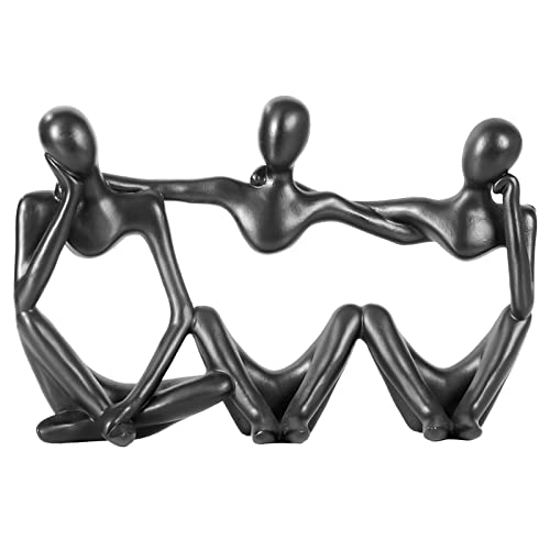 BMLCGJ Thinker Statue Gold Decor Abstract Art Sculpture, Golden Resin Collectible Figurines for Home Living Room Office Shelf Decoration,Great Gifts Ideas (Conjoined Body-Black) - color: Conjoined Body-black
