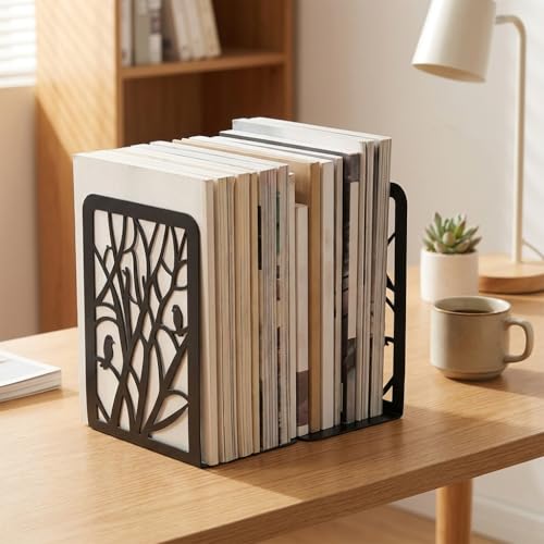 Book Ends Metal Bookends Heavy Duty Non-Skid Bookend Book Holder Bookend Supports Premium Iron Book Stopper for School Home Office Study Room(7x4.7x3.5inch)