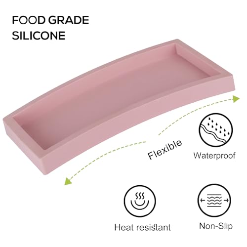 Small Silicone Bathroom Vanity Tray Rectangle Soap and Sponge Holder Kitchen Sink Organizer for Scrubber, Lotion Bottles, Perfume, Jewelry, Candle, Key Trinket Ring, Pink - color: Pink, size: 7.9" x 4.0"