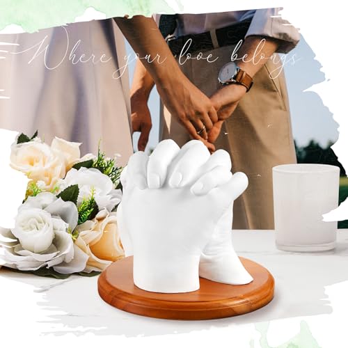 Menkxi Round Wooden Display Base for Hand Casting Kit, 6.3 x 6.3 x 0.6 Inch Solid Wood Stand for Couple & Family Hand Sculpture, Anniversary, Wedding & Home Decor - style: Round