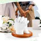 Menkxi Round Wooden Display Base for Hand Casting Kit, 6.3 x 6.3 x 0.6 Inch Solid Wood Stand for Couple & Family Hand Sculpture, Anniversary, Wedding & Home Decor - style: Round