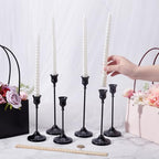 UNICRAFTALE 6Pcs 3 Sizes Candlestick Holders Black Taper Candles Holder for Candlesticks Aluminum Wedding Candlesticks Metal Retro Candles Holders for Christmas Candlelight Dinner 10-16cm
