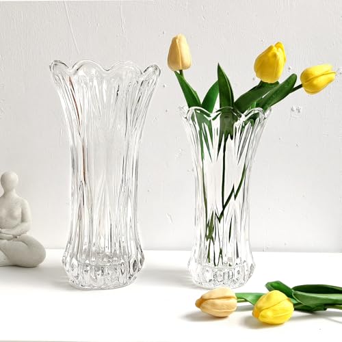 11.2 Inch Clear Glass Vase-Thickened Cylinder Flower Vase Decor for Home Dining Table Centerpieces Office Wedding Holiday Party - color: Clear-tall, size: Tall