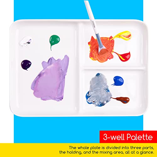 MEEDEN Ceramic Artist Paint Palette, Rectangle Porcelain Watercolor Palette, 10'' × 7'' Ceramic Mixing Tray for Gouache, Watercolor, Acrylic Painting