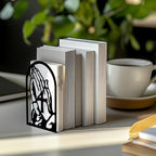 Peacoblue Metal Bookends for Shelves, Modern Decorative Heavy Duty Study Book Support Stoppers for Office, Desk, Shelf, Room 5.3"x4.3"x7.8" Cast Iron Tall Bookends, 1 Pair (Praying Hands and Cross) - style: Folded Hands and Cross