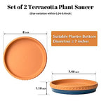 YBX 8-inch Plant Saucer Premium Terracotta Saucer Round Ceramic Plant Trays, Pack of 2 (Navy/Terracotta) - color: Navy/Terracotta