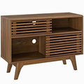 Modway Render Mid-Century Modern Two-Tier Display Stand in Walnut - color: Walnut