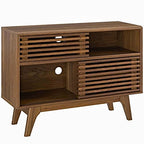 Modway Render Mid-Century Modern Two-Tier Display Stand in Walnut - color: Walnut