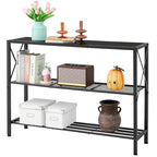 Hoctieon Industrial Console Table, 3 Tier Entryway Table, Hallway Table, Narrow Sofa Table with Shelves, Entrance Table for Entryway, Living Room, Foyer, Hallway, Office, Black - color: Black