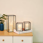 yshengood Hurricane Candle Holder Set of 3 Pcs, Black Candle Holder for Pillar Candle - size: 3-Piece Set