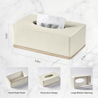 Rectangular Tissue Box Cover for Bathroom,Livingroom,Bedroom, Hand Carved Leather Resin Tissue Box Holder,10 x 5.7 x3.7 in, Beige - color: C-beige