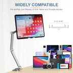 Houele Tablet Stand Holder, Adjustable Foldable Tablet Arm iPad Desk Mount with 360°Rotate Base, Phone Holder iPad Stand for Desk and Bed, Compatible with Tablets, Phones or Other 4-15.6" Device - color: Silver