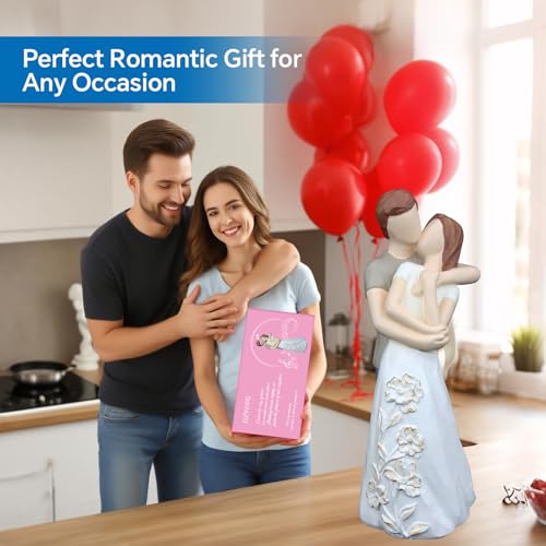 White Couple Embracing Resin Figurine, 6.1" H, Romantic Gifts for Him & Her, Abstract Romantic Design, Engagement Anniversary Wedding Keepsake Home Decor - style: White Couple Embrace