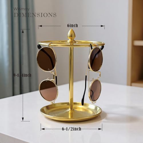 Sunglasses Organizer, Glasses Display Stand for 12 Pairs, Base Storage for Jewelry (Metal+Gold) - color: Metal+Gold