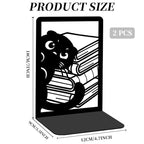 Nonskid Thickening Iron Metal Bookends for Shelves, Cute Peeping Cats Book Shelf Book Ends Decorative for Library School Office Home Study Desk Organizer Decorative Books - style: Cat
