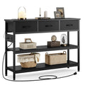 Lulive Entryway Table with Power Outlets, Console Table with 3 Fabric Drawers, Sofa Table for Living Room, Hallway, Couch, Foyer, Height Adjustable (Black, 43") - color: Black, size: 1-Pack 43 inches