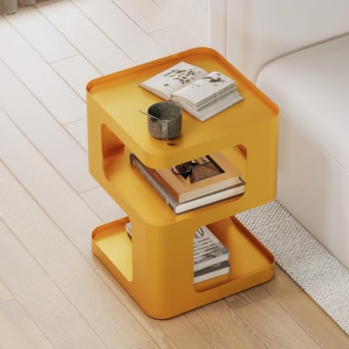 Gold Side Table,Modern end Table with Storage,Unique nightstand,Metal Bedside Tables,Accent Table for Living Room,Bedroom,Couch.no Assembly Required - color: Gold